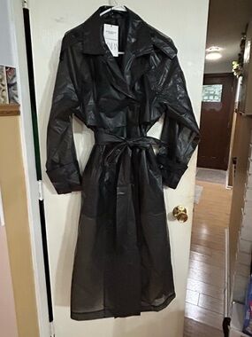 Zare Water Repellent is Black Trench Coat with Belt